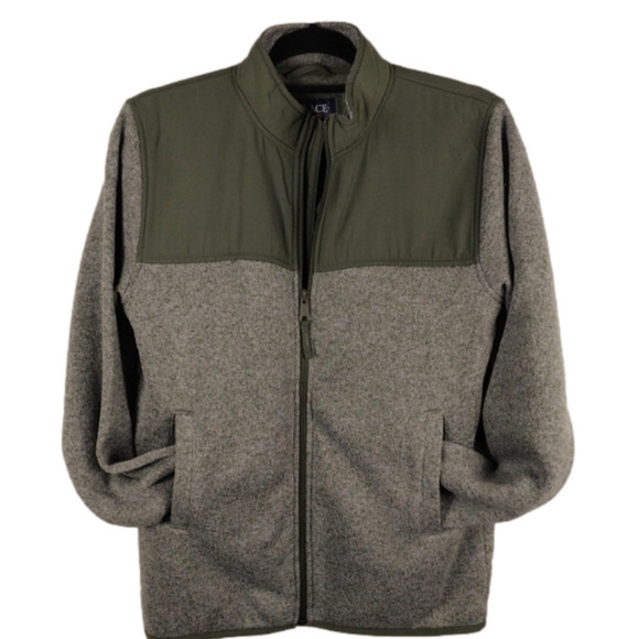 Children's Place Olive Geen Fleece Knit Round Collar Long Sleeve Zip Up Jacket - Picture 1 of 11